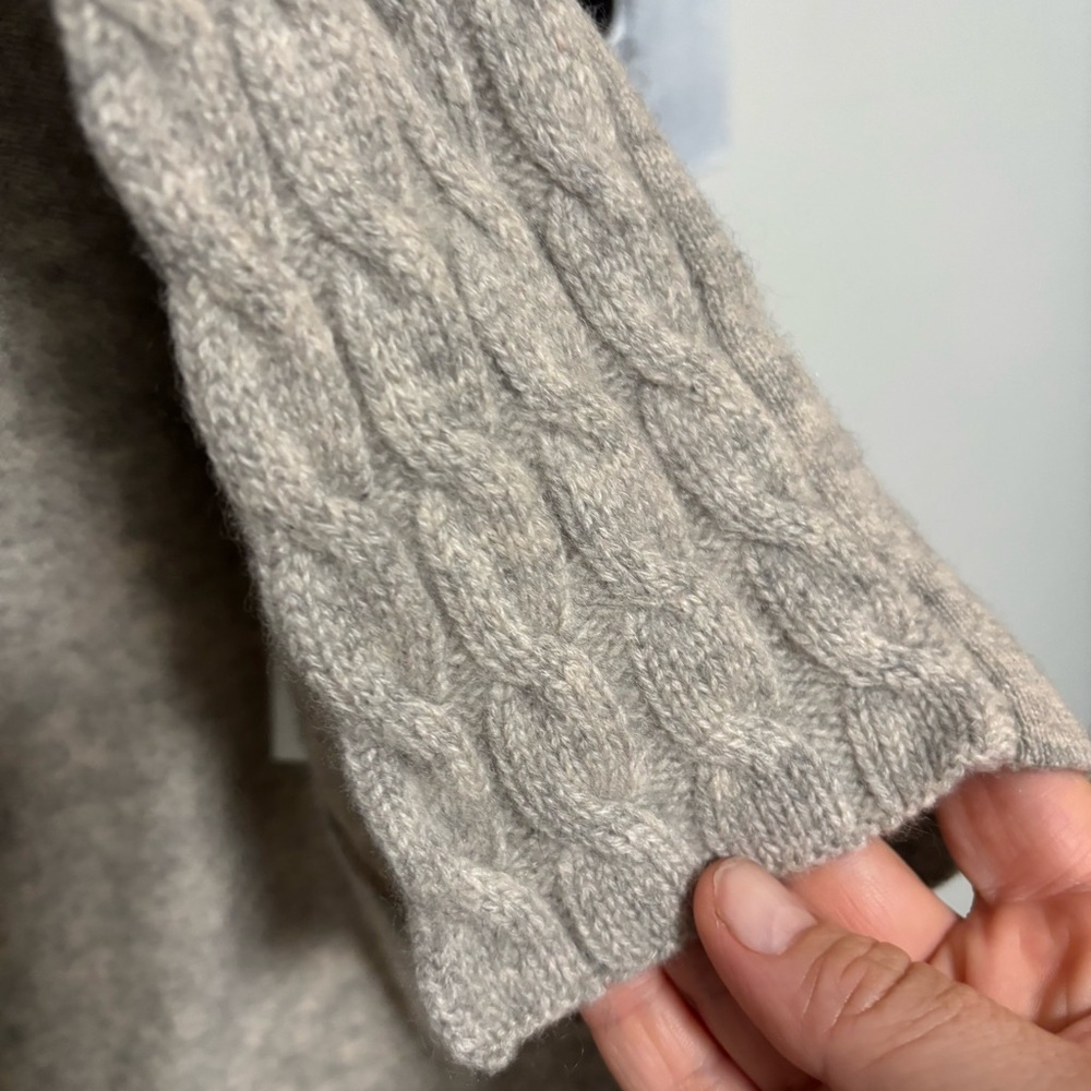 Cortland Park Gray Cashmere Open Front Cable Knit Cardigan Size M - Picture 3 of 6